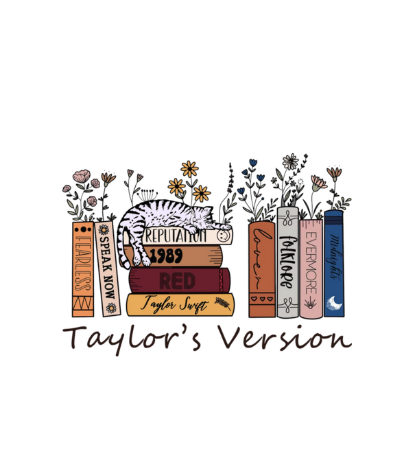 Eras tour books color cat model alb pe tricou
