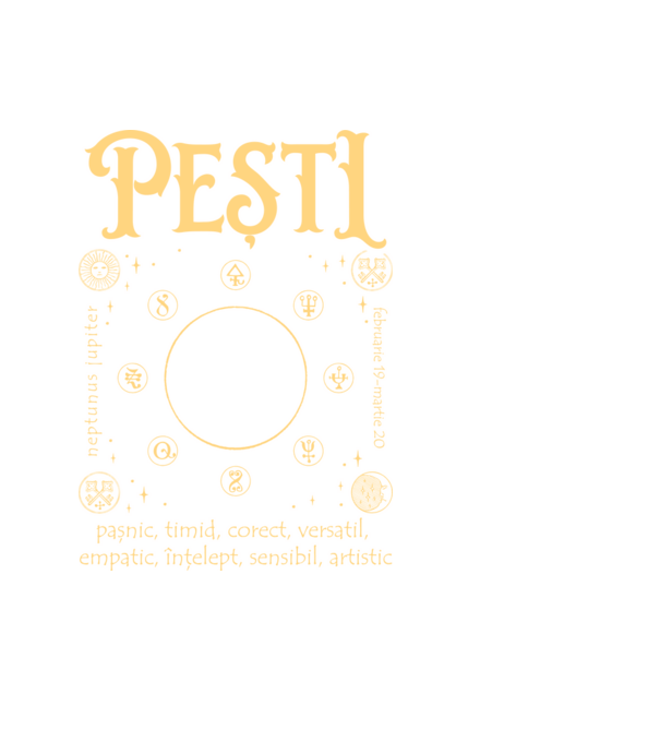Zodiac bărbat PEȘTI golden model negru pe tricou