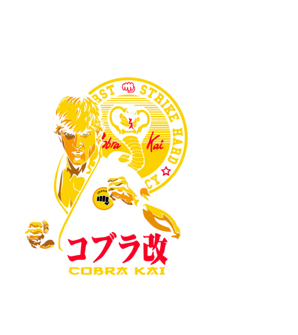 cobra kai poster model alb pe tricou