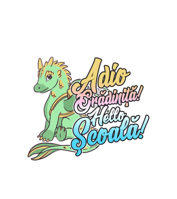 Adio grădiniță! Hello școală! model alb pe tricou