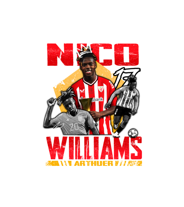 Nico Williams tribute model negru pe tricou