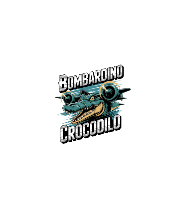 Bombardino Crocodilo 2 model negru pe tricou