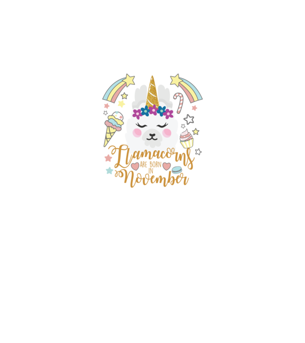 Llamacorns are born in November model alb pe tricou