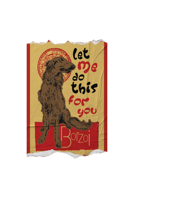 BORZOI retro poster chat noir poster texture model albastru deschis pe tricou