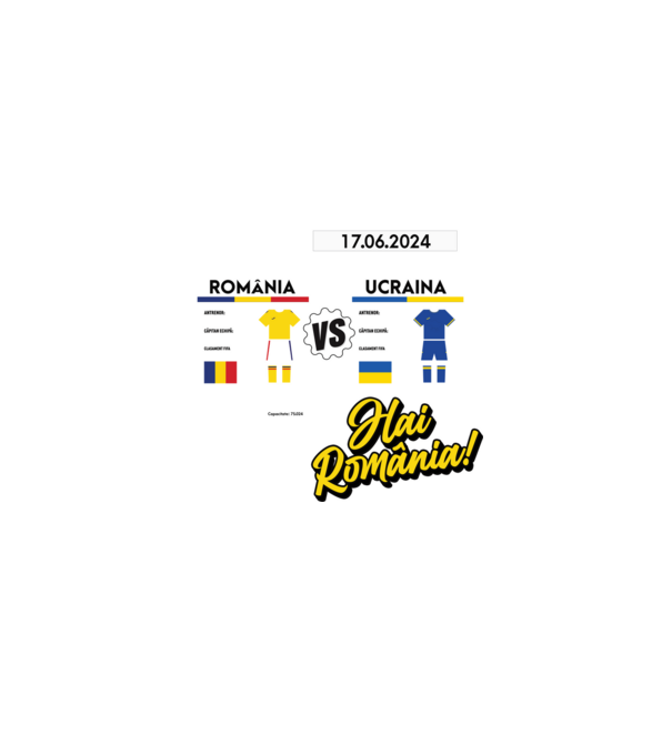 ROU-UKR euro 2024 calendar model negru pe tricou