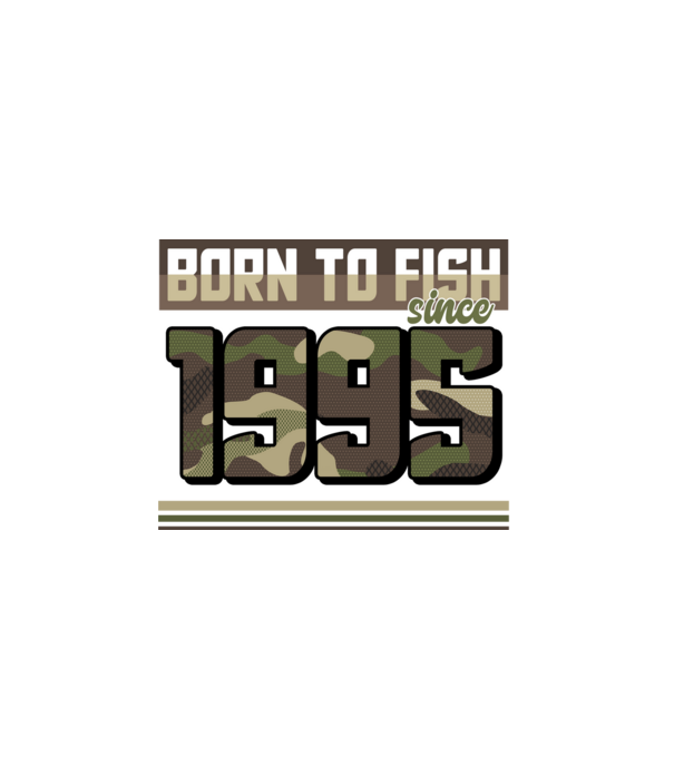 Born to fish since 1995 model negru pe tricou