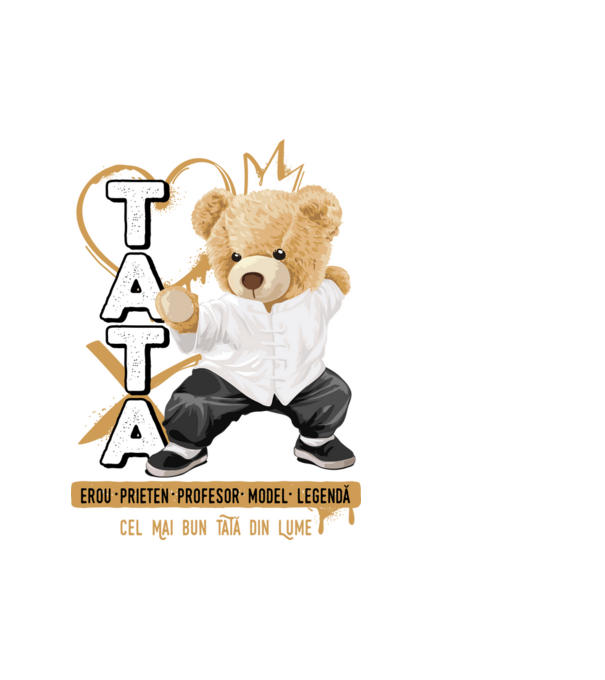 Tati Teddy model alb pe tricou
