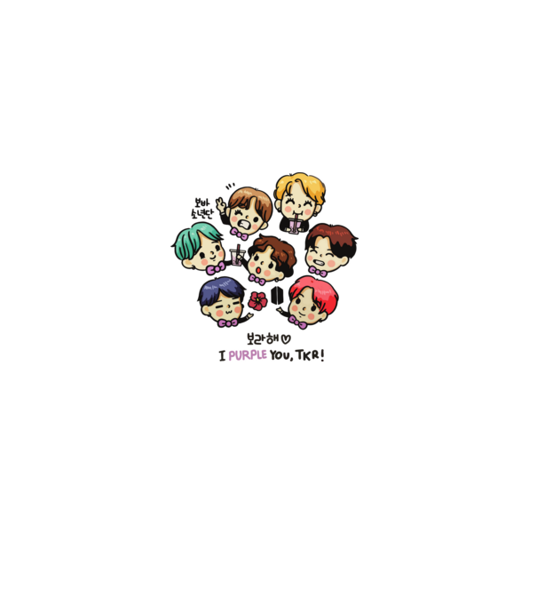 BTS chibi model alb pe tricou