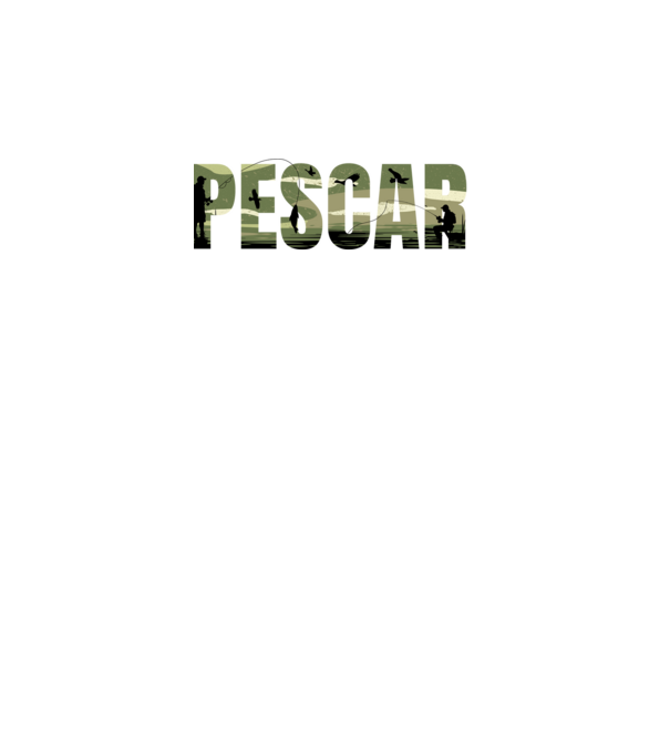 PESCAR model negru pe tricou