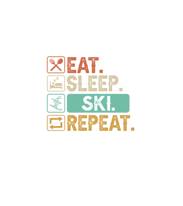 Eat Sleep SKI Repeat model negru pe tricou