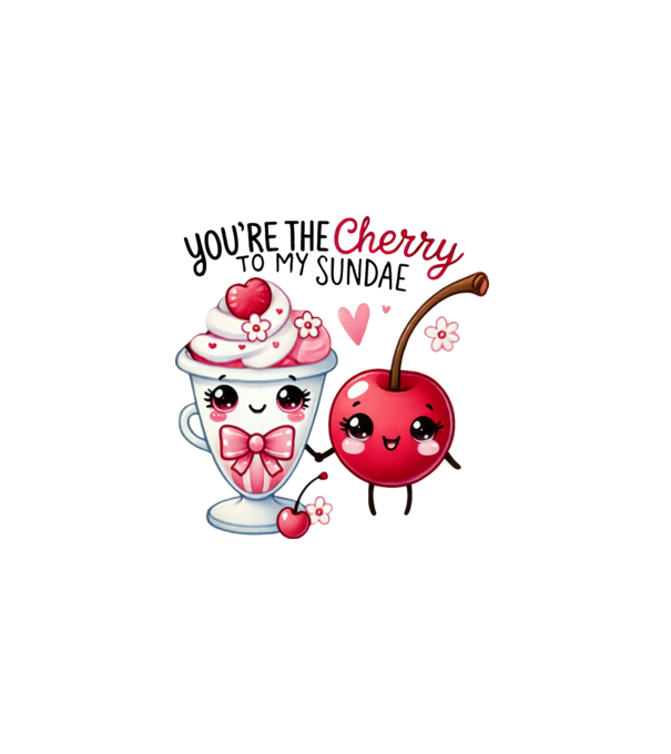 Cherry to my Sunday model alb pe tricou
