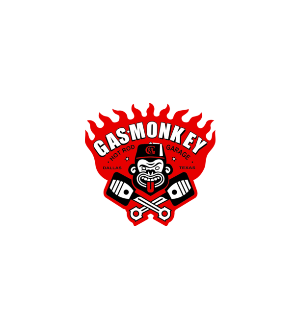 Gas Monkey model alb pe tricou