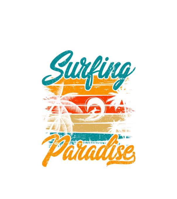 Surfing Paradise model alb pe tricou