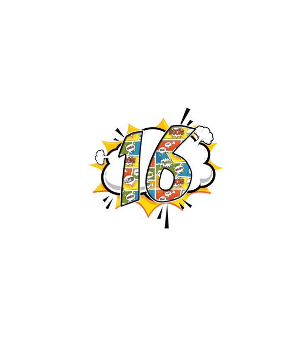 Birthday Comic Number 16 model roșu pe tricou