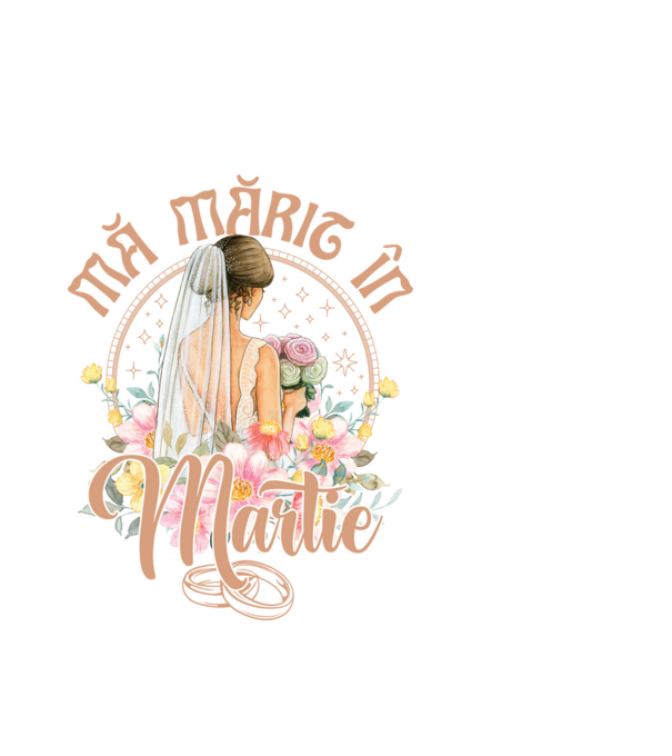 mă mărit - în martie model alb pe tricou