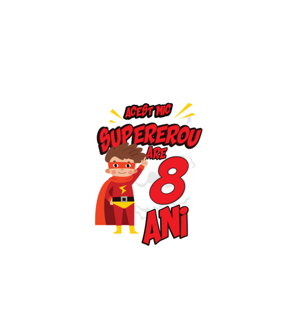 Acest mic supererou are 8 ani model negru pe tricou