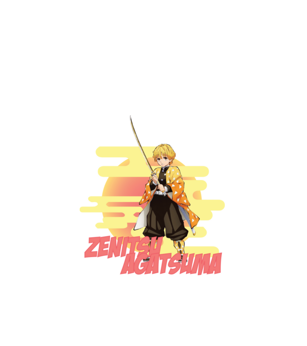 Demon Slayer Zenitsu model alb pe tricou