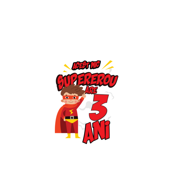 Acest mic supererou are 3 ani model negru pe tricou
