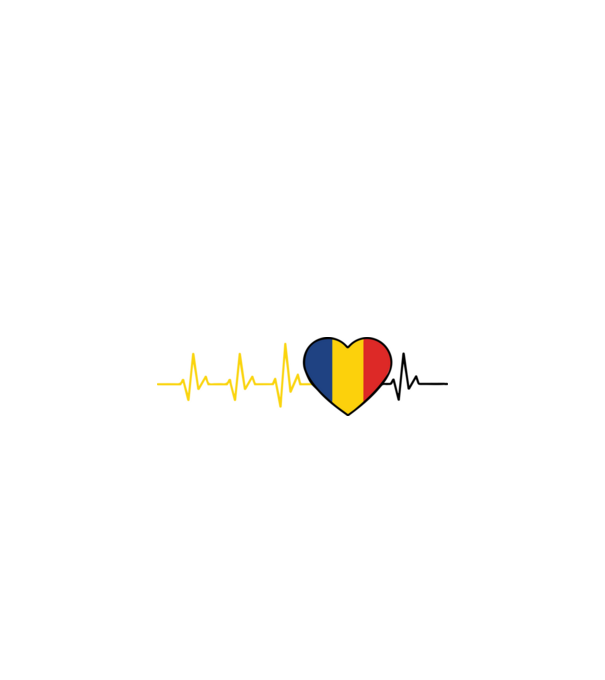 România heartbeat model alb pe tricou
