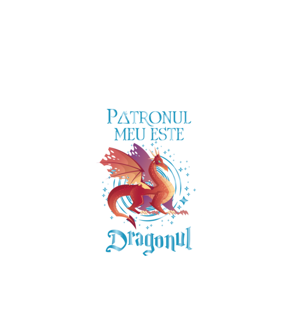 Patronul meu este DRAGONUL model negru pe tricou
