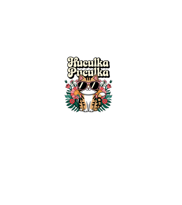 Huculka Puculka pisică 3 model alb pe tricou