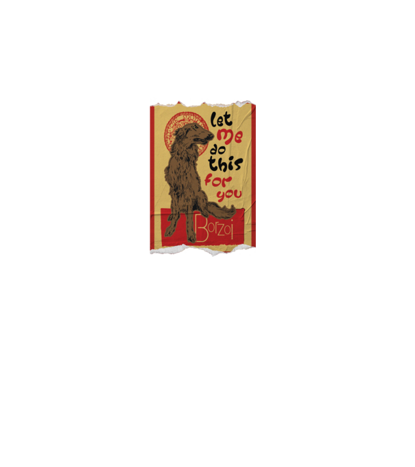 BORZOI retro poster chat noir poster texture model gri pe tricou