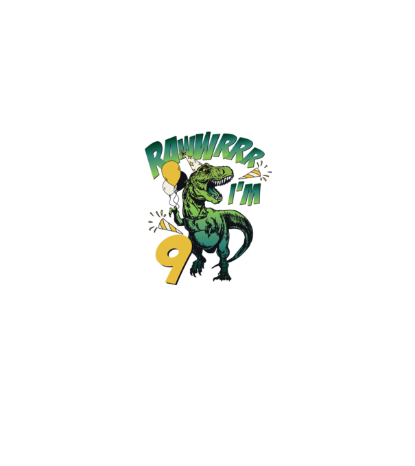 'Birthday Dinosaur rawww i''m 9' model alb pe tricou