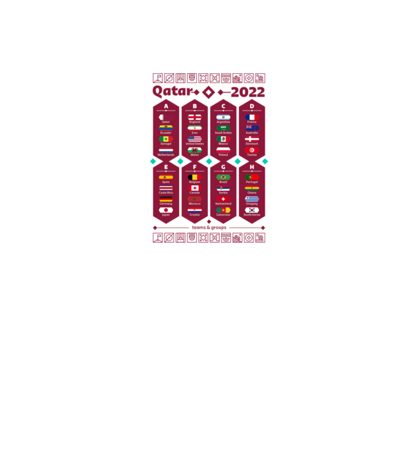 Qatar 2022 teams - groups white model alb pe tricou