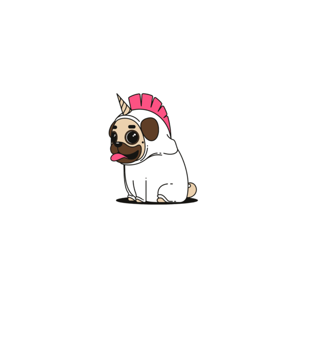 Pug Unicorn model gri pe tricou