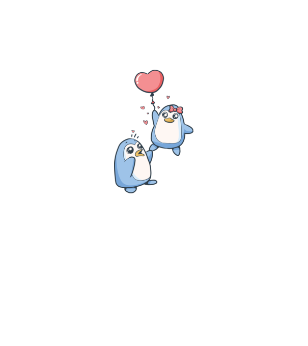 PINGUIN ÎNDRĂGOSTIT 4 model alb pe tricou