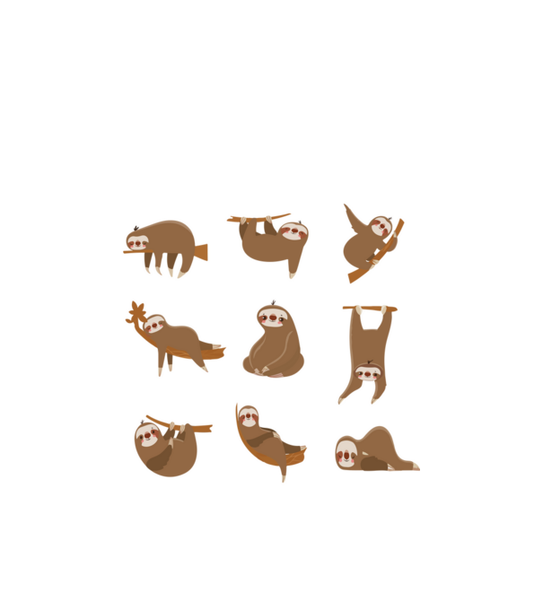Sloth yoga model alb pe tricou
