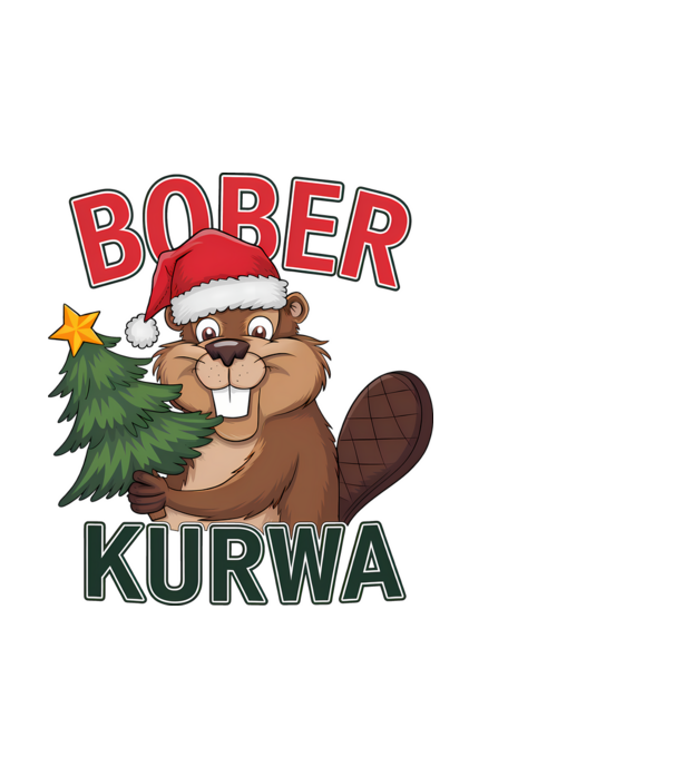 Bober kurwa Christmas model negru pe tricou