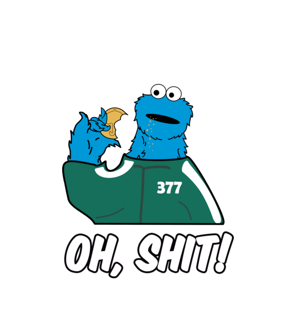 cookie monster squid game parody model alb pe tricou