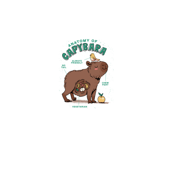 Anatomy of Capybara model alb pe tricou