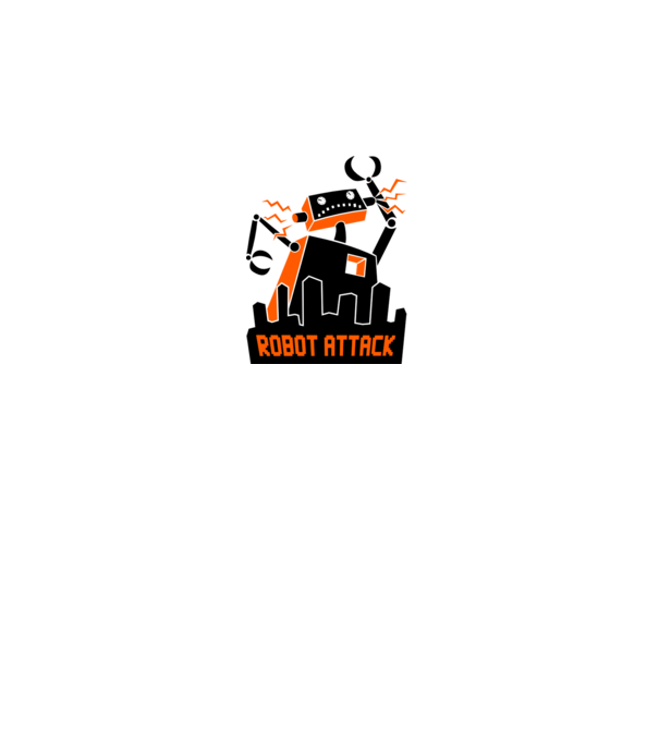 Robot Attack model alb pe tricou