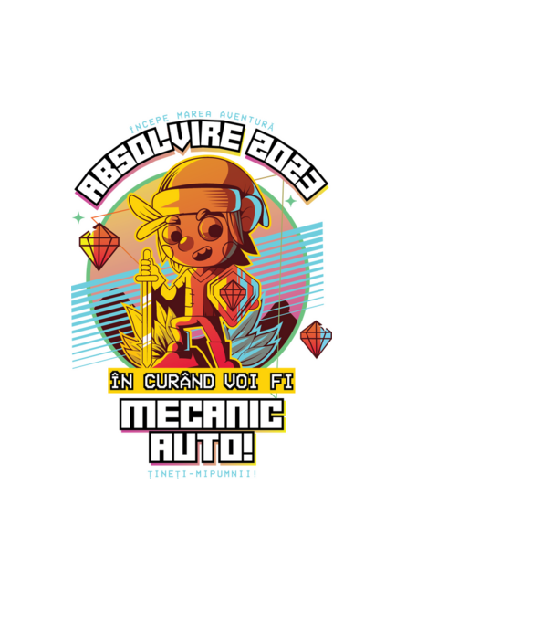absolvire 2023 mecanic auto model negru pe tricou