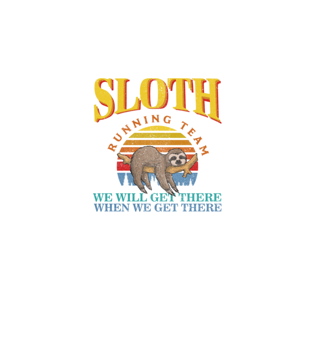 sloth running team retro model negru pe tricou