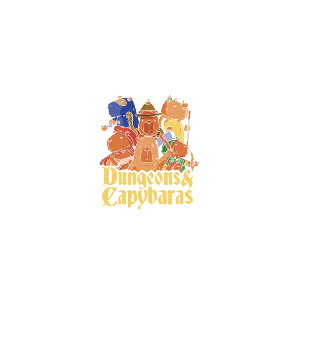 Dungeons and Capybaras model negru pe tricou