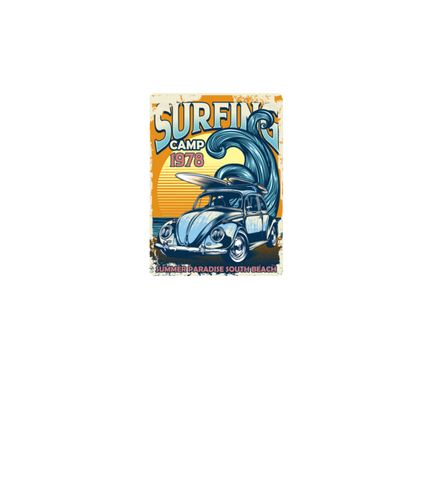 Surfer Camp model negru pe tricou