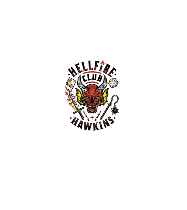 hellfire club hawkins model alb pe tricou