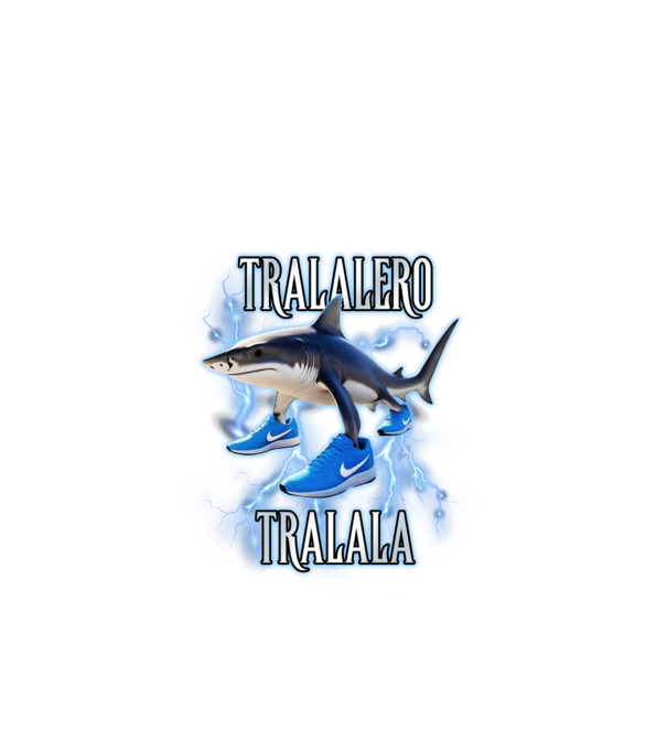 Tralalero Tralala model negru pe tricou