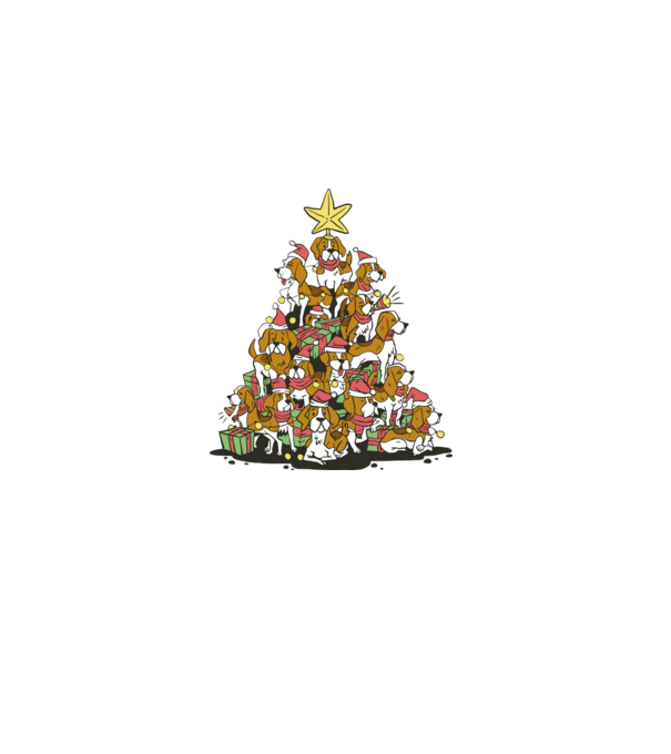 beagle christmas tree model negru pe tricou