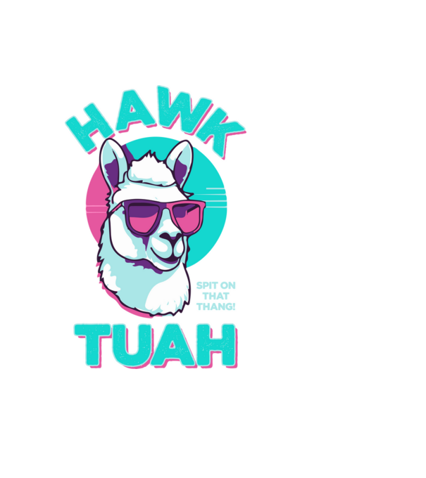 Hawk tuah llama retro sunglasses model albastru închis pe tricou