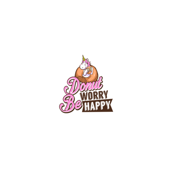 Donut worry be happy model alb pe tricou