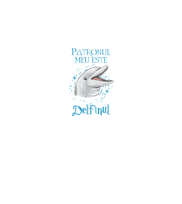 Patronul meu este DELFINUL model negru pe tricou