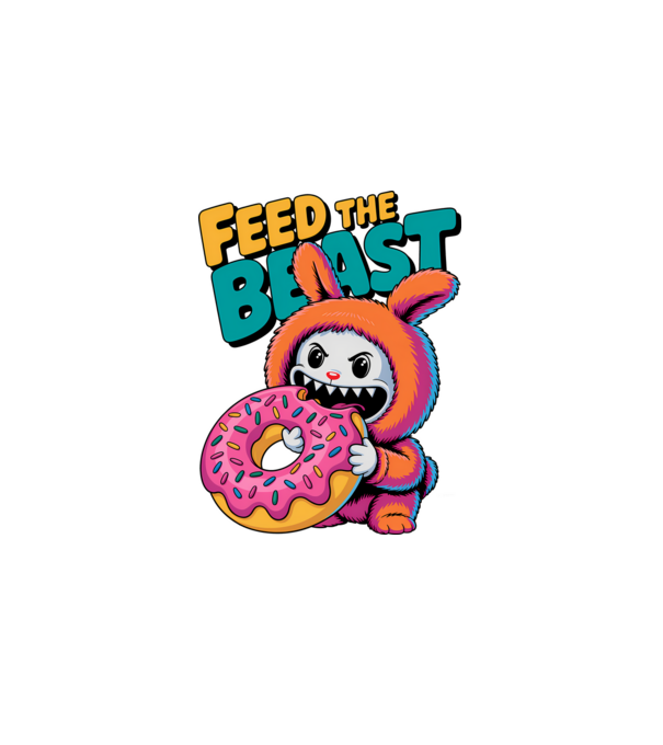 Feed the beast model alb pe tricou