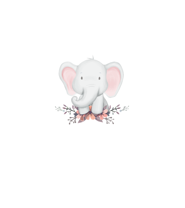 Elefant cu flori model alb pe tricou