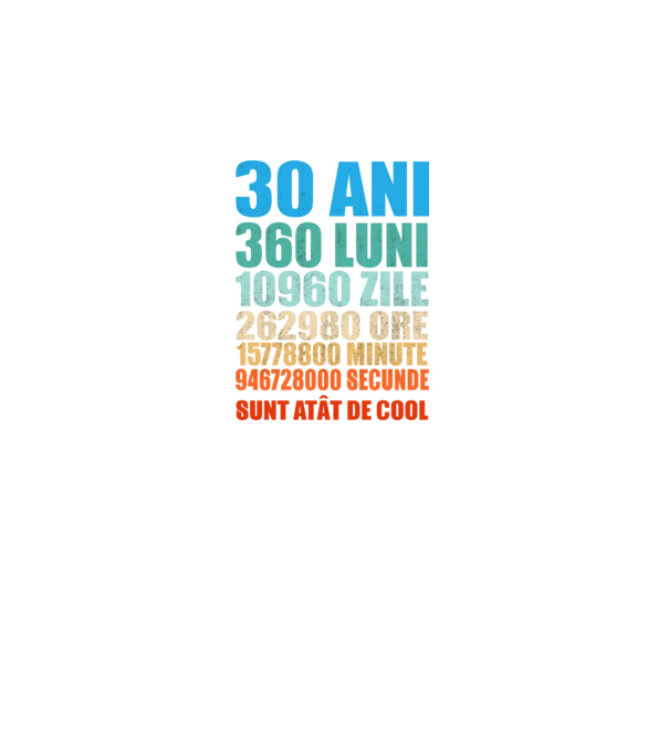 De 30 ani - luni - zile - ore - minute - secunde - sunt atât de cool model negru pe tricou