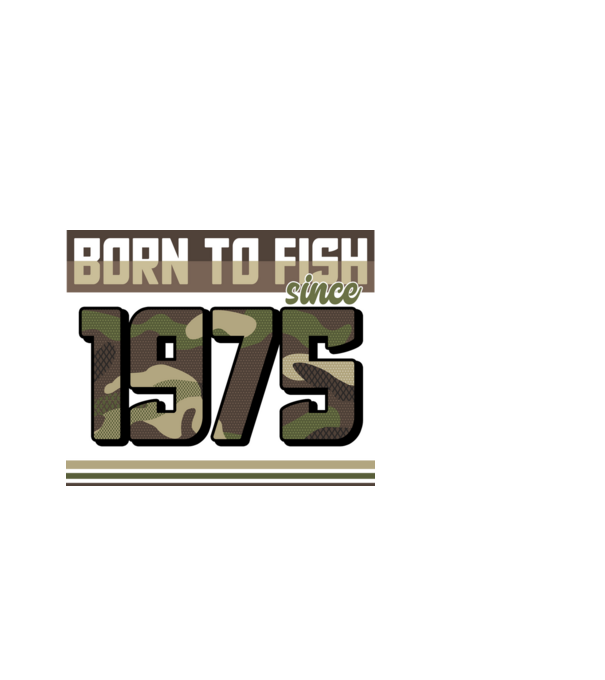 Born to fish since 1975 model negru pe tricou