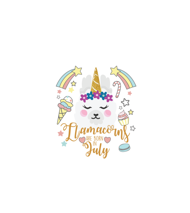 Llamacorns are born in July model alb pe tricou